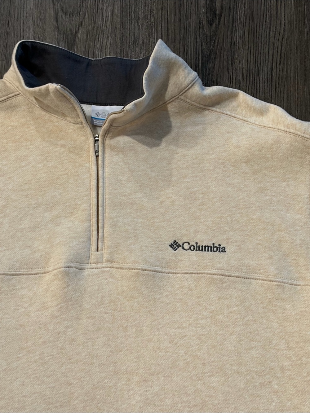 Columbia Men's Beige Cream Quarter-Zip Pullover Sweater - Picture 2 of 5